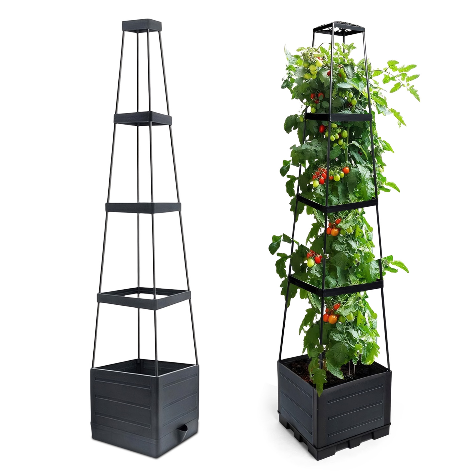 Self-Watering Planter - Jardinera Elevada con Enrejado para Tomates,