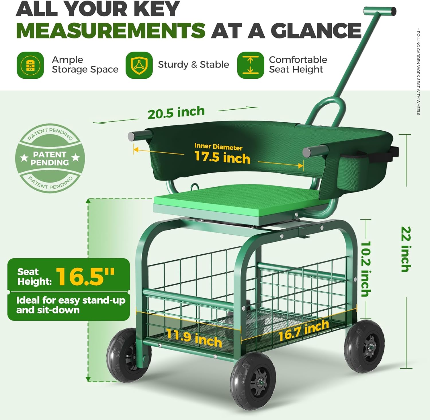 Asiento de Jardín con Ruedas,  - Gardening Tools For Seniors reseña y precio