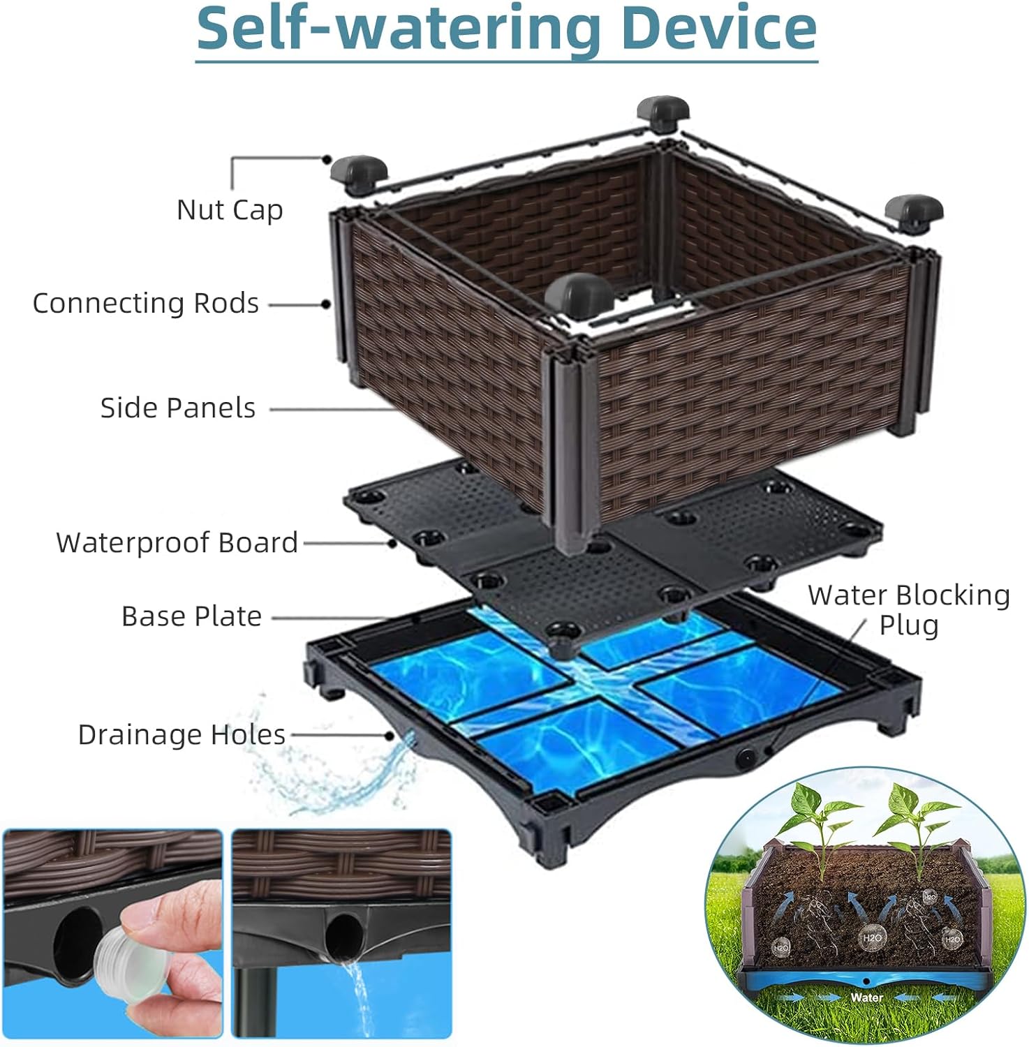 Jardinera de Ratán para Exteri - Self-Watering Planter reseña y precio